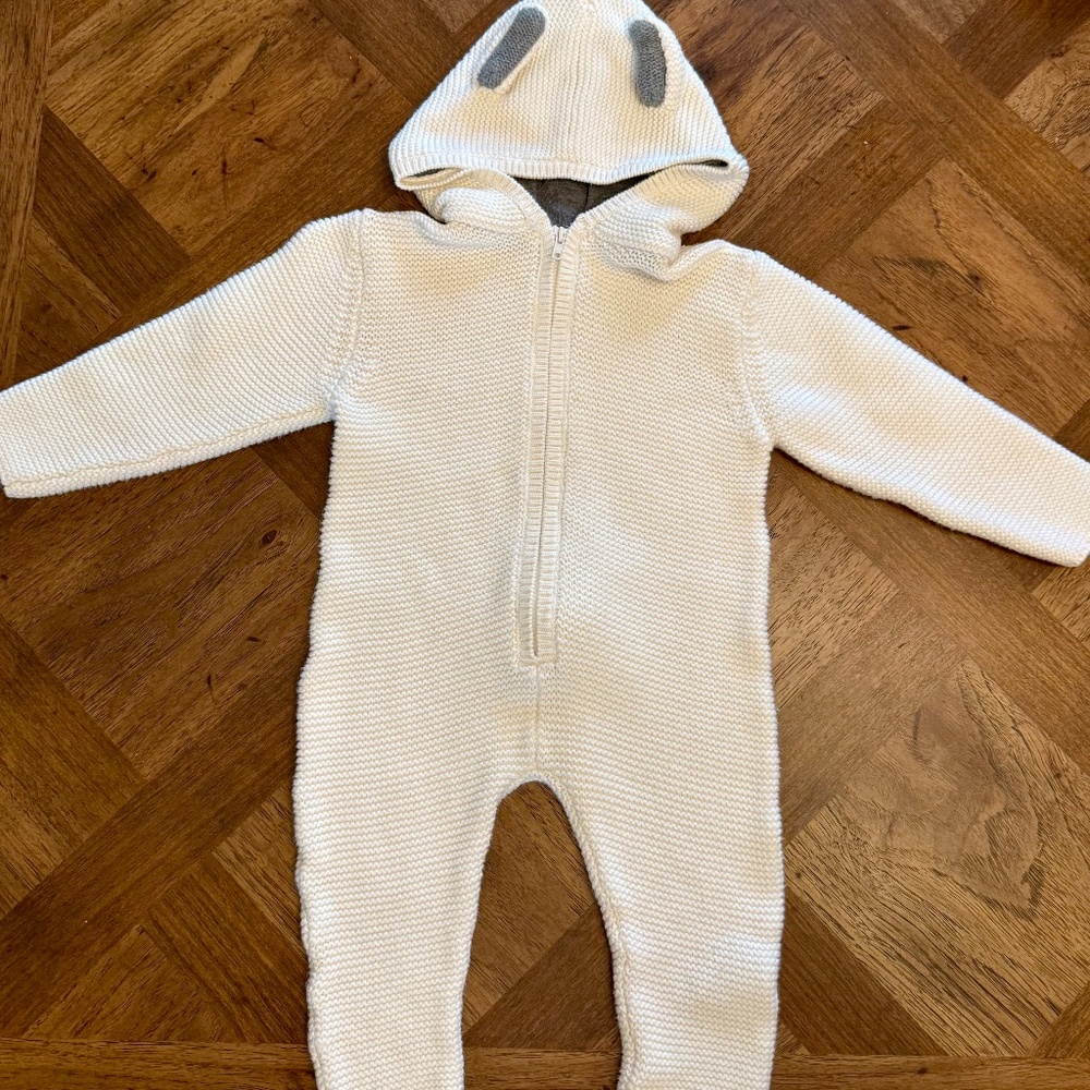 Stella McCartney Kids Baby Acorn Bunny Knit Jumpsuit with Hood, 12M